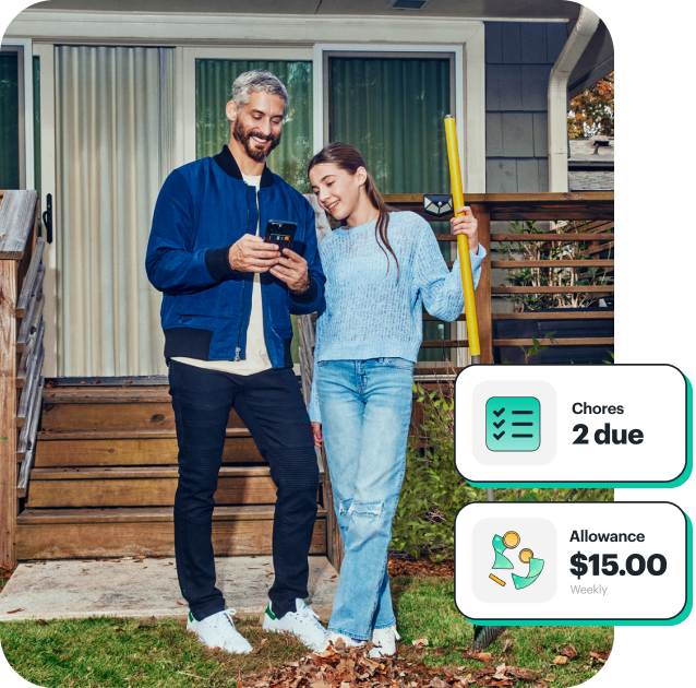 Father sending his daughter money for chores using the Greenlight app.