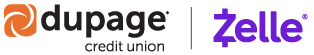 DuPage Credit Union logo with Zelle logo