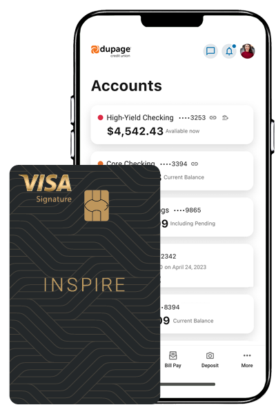 Checking accounts app on mobile with inspire Checking accounts app on mobile with inspire